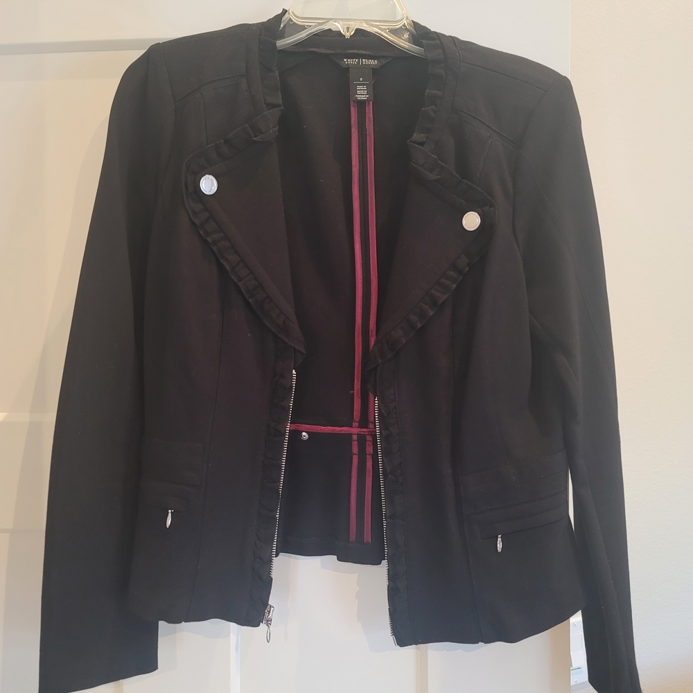 White House Black Market Black Ruffle-Trim Peplum Blazer